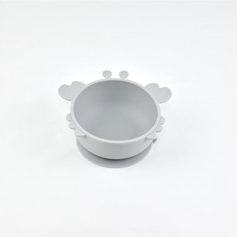 Children Dining Plate Cartoon Crab Suction Cup Anti Slip Food Grade Silicone Baby Self Feeding Training Complementary Food Bowl