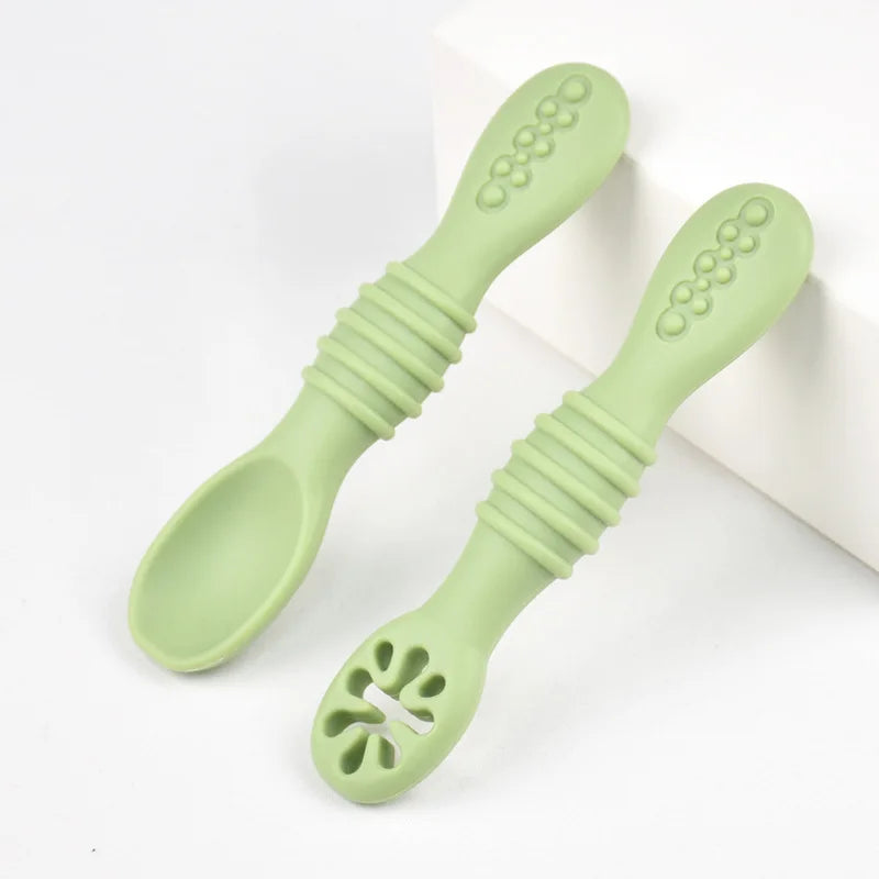 Baby Silicone Grinding Training Spoon Feeding Complementary Food Rice Paste Double Headed Soft Spoon Sticky Licking Rod BPA Free