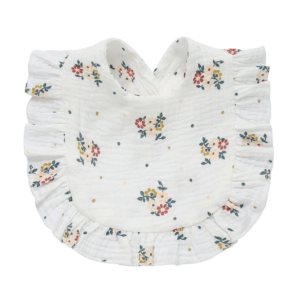 Korean Style Baby Feeding Drool Bib Ruffle Floral Infants Saliva Towel Soft Cotton Burp Cloth For Newborn Toddler Kids Bibs New