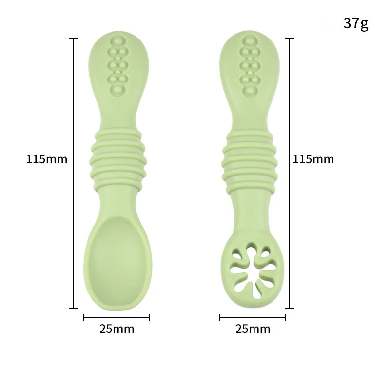 Baby Silicone Grinding Training Spoon Feeding Complementary Food Rice Paste Double Headed Soft Spoon Sticky Licking Rod BPA Free