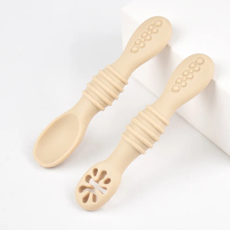 Baby Silicone Grinding Training Spoon Feeding Complementary Food Rice Paste Double Headed Soft Spoon Sticky Licking Rod BPA Free