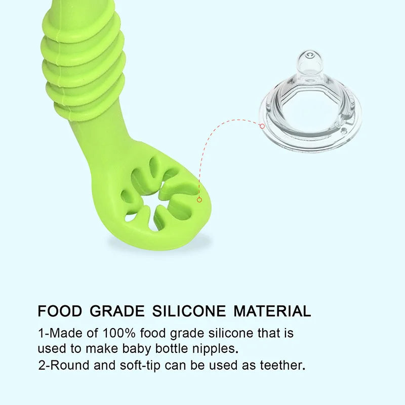 Baby Silicone Grinding Training Spoon Feeding Complementary Food Rice Paste Double Headed Soft Spoon Sticky Licking Rod BPA Free