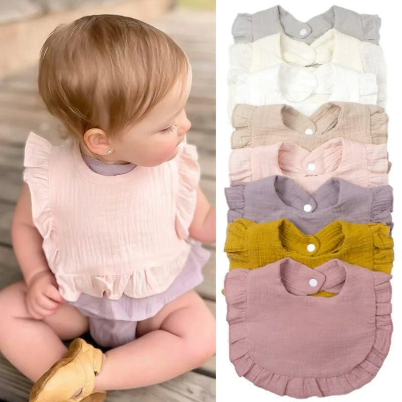 Korean Style Baby Feeding Drool Bib Ruffle Floral Infants Saliva Towel Soft Cotton Burp Cloth For Newborn Toddler Kids Bibs New