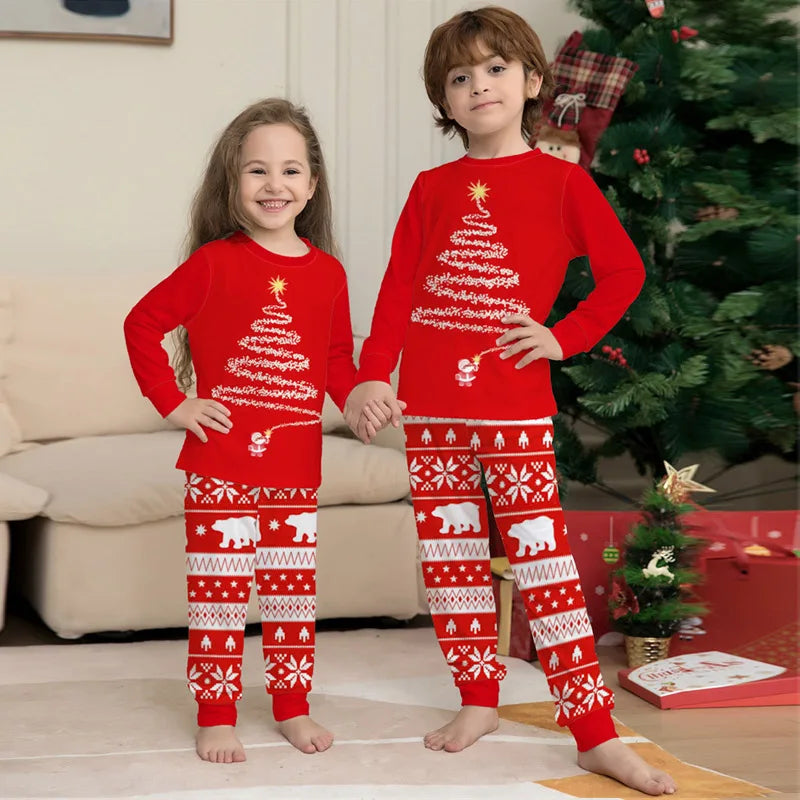 Christmas Family Matching Outfits Xmas Print Sleepwear Suit Kids Tops+Pants 2Pcs Outfits Father Mother Baby Cotton Pajamas