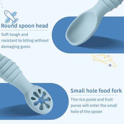 Baby Silicone Grinding Training Spoon Feeding Complementary Food Rice Paste Double Headed Soft Spoon Sticky Licking Rod BPA Free