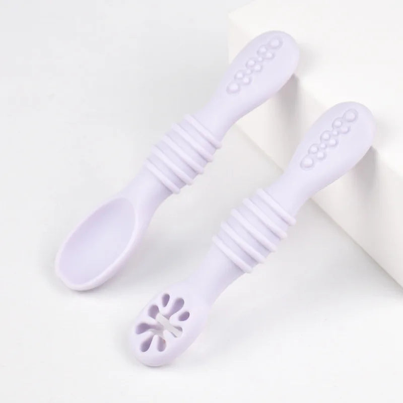 Baby Silicone Grinding Training Spoon Feeding Complementary Food Rice Paste Double Headed Soft Spoon Sticky Licking Rod BPA Free