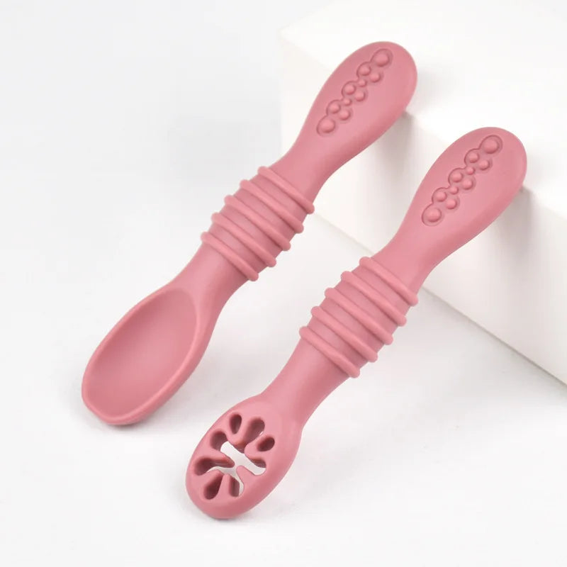 Baby Silicone Grinding Training Spoon Feeding Complementary Food Rice Paste Double Headed Soft Spoon Sticky Licking Rod BPA Free