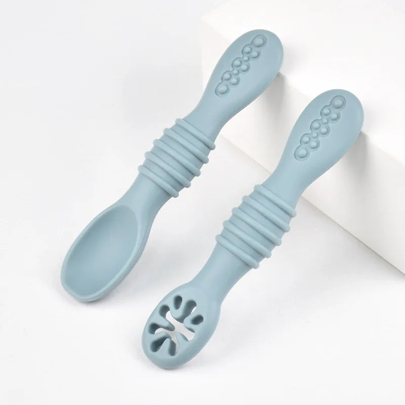 Baby Silicone Grinding Training Spoon Feeding Complementary Food Rice Paste Double Headed Soft Spoon Sticky Licking Rod BPA Free