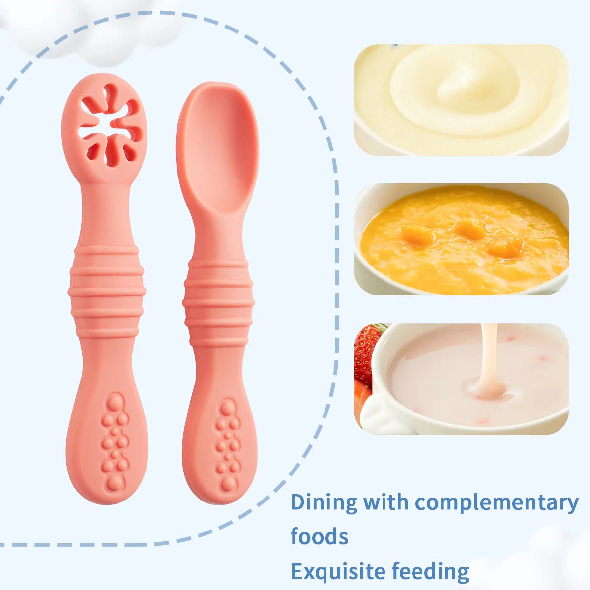 Baby Silicone Grinding Training Spoon Feeding Complementary Food Rice Paste Double Headed Soft Spoon Sticky Licking Rod BPA Free