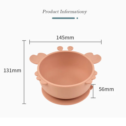 Children Dining Plate Cartoon Crab Suction Cup Anti Slip Food Grade Silicone Baby Self Feeding Training Complementary Food Bowl