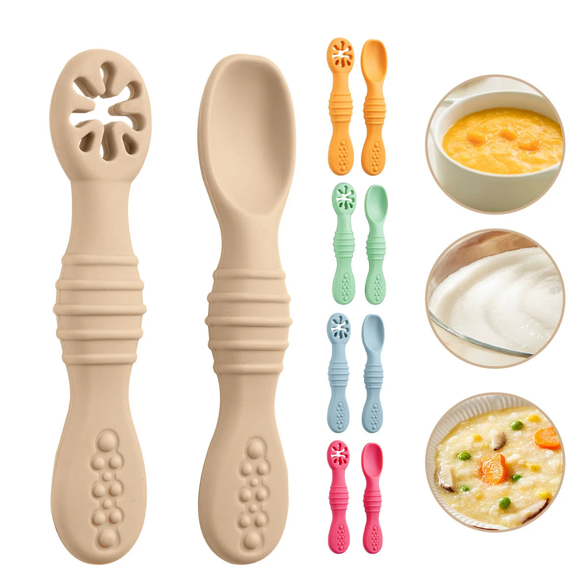 Baby Silicone Grinding Training Spoon Feeding Complementary Food Rice Paste Double Headed Soft Spoon Sticky Licking Rod BPA Free