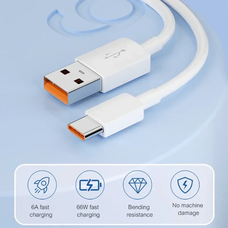 100W USB Type C Cable For Samsung  S23 S22 Ultra Huawei P30 Pro Xiaomi Redmi Oneplus 6A Fast Charging Charger Cable Accessories