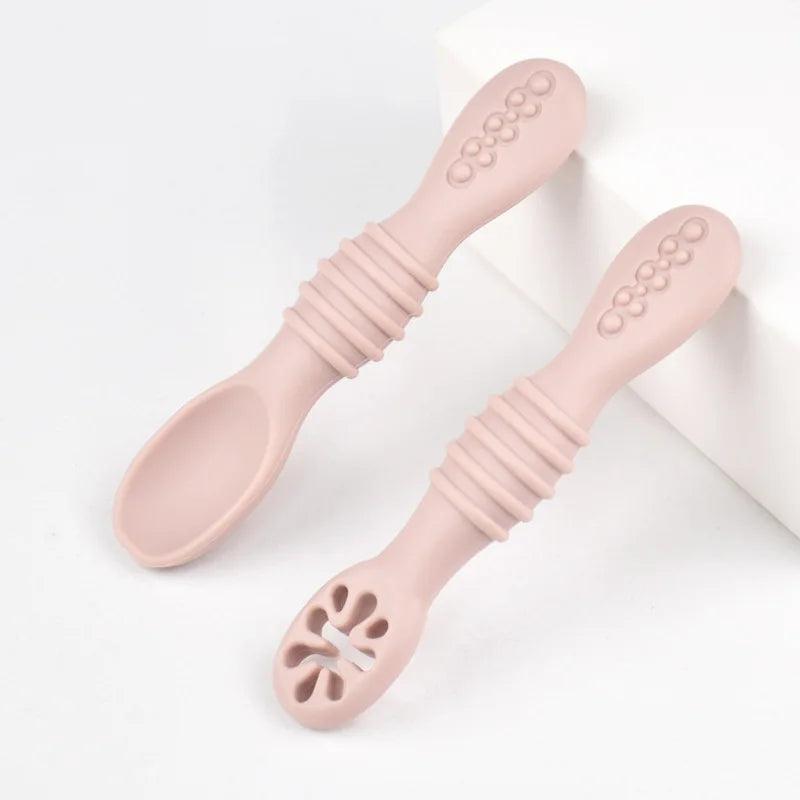 Baby Silicone Grinding Training Spoon Feeding Complementary Food Rice Paste Double Headed Soft Spoon Sticky Licking Rod BPA Free