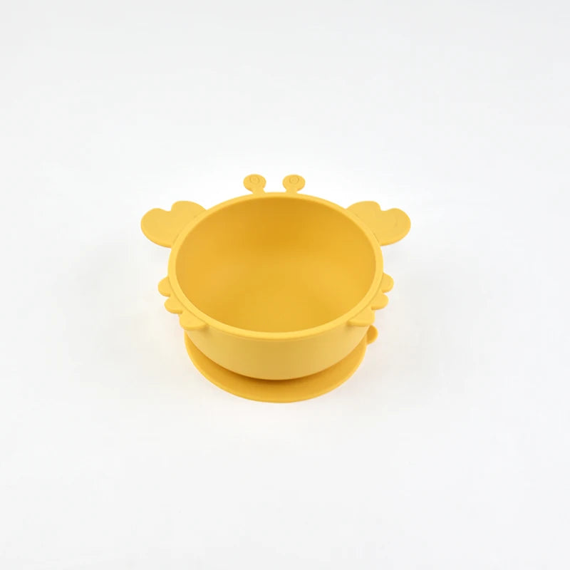 Children Dining Plate Cartoon Crab Suction Cup Anti Slip Food Grade Silicone Baby Self Feeding Training Complementary Food Bowl