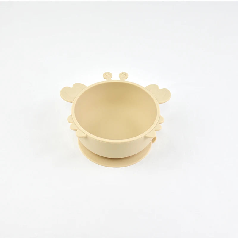 Children Dining Plate Cartoon Crab Suction Cup Anti Slip Food Grade Silicone Baby Self Feeding Training Complementary Food Bowl