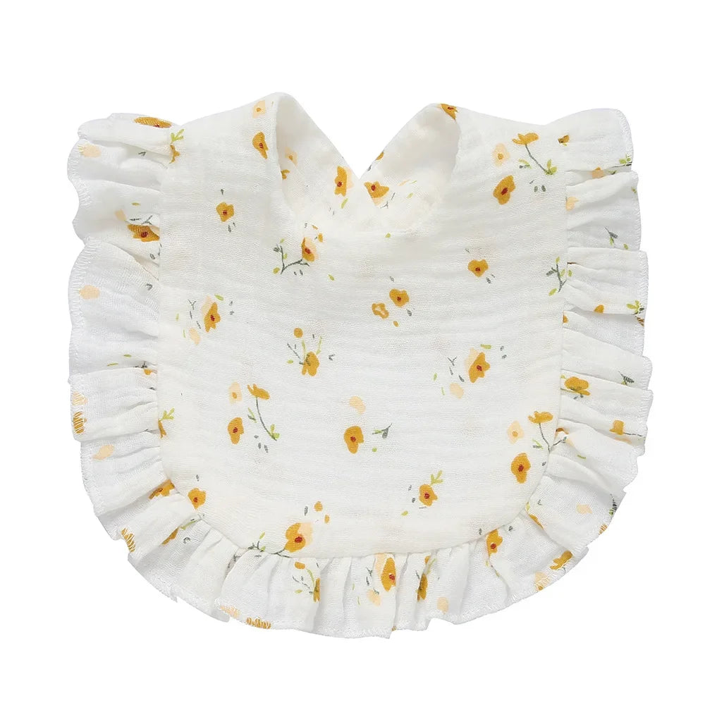 Korean Style Baby Feeding Drool Bib Ruffle Floral Infants Saliva Towel Soft Cotton Burp Cloth For Newborn Toddler Kids Bibs New